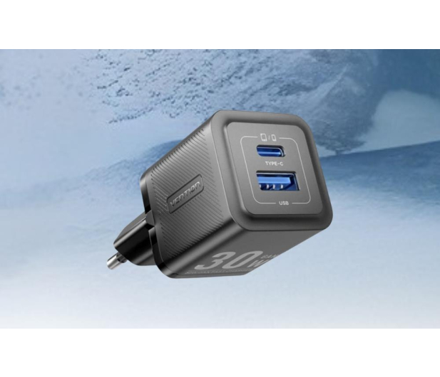 Vention Ładowarka 1x USB-A 1x USB-C GaN 30W czarna - 1543397 - zdjęcie 3